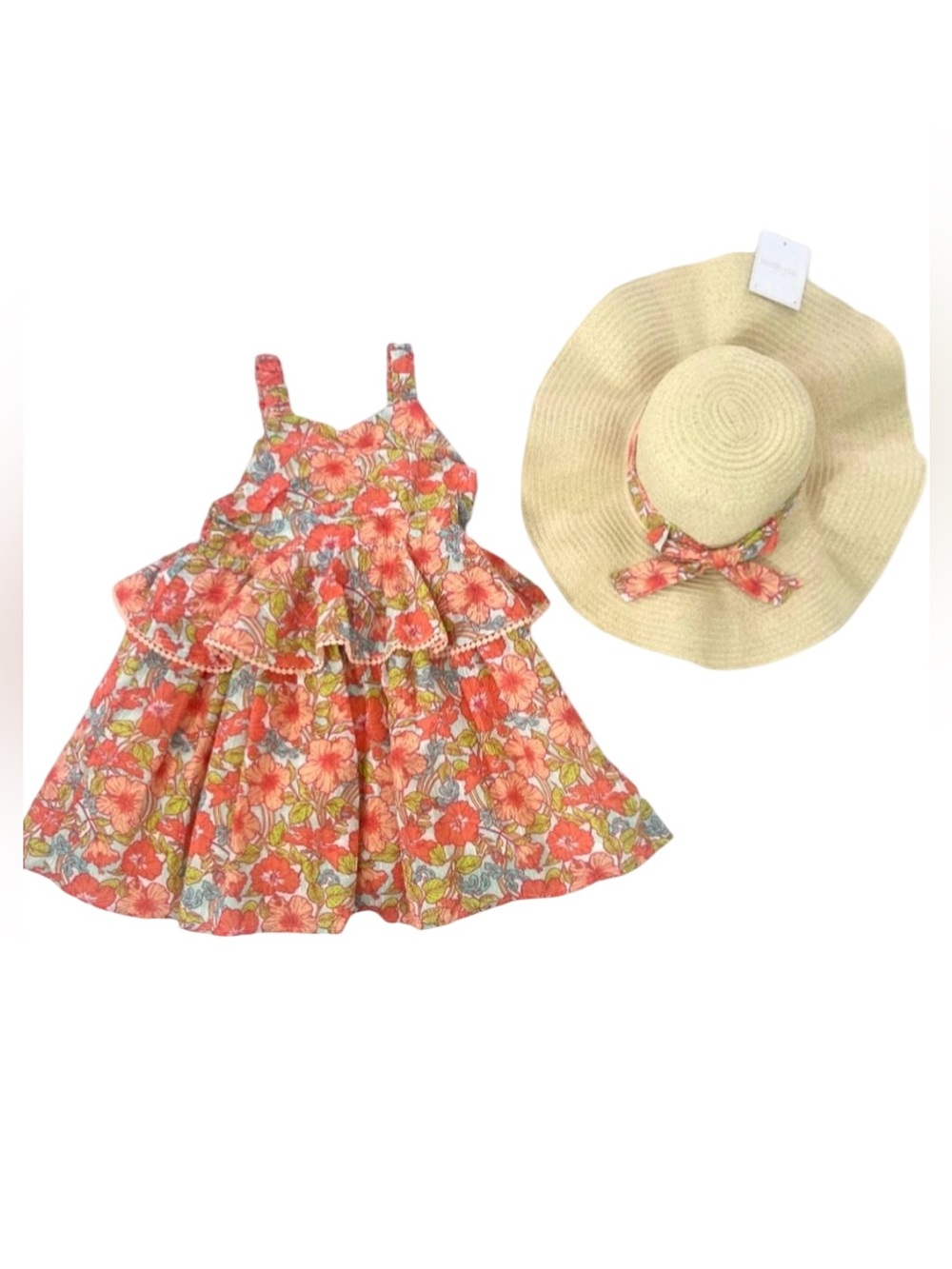Shabby Chic Girls 4T 2-Piece Floral Dress & Hat Set NWT